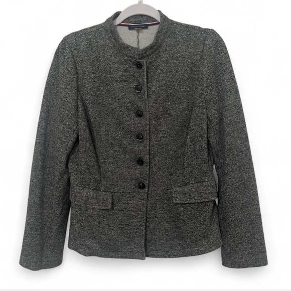 Tommy Hilfiger Women's Charcoal Blazer Collarless lightweight soft sz 10 - Picture 1 of 3